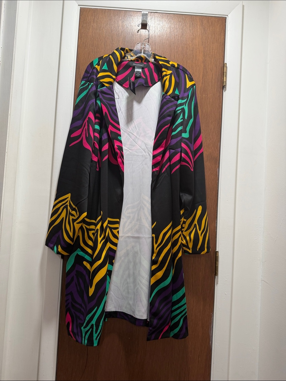 Vibrant Multicolor Zebra Print Duster Coat